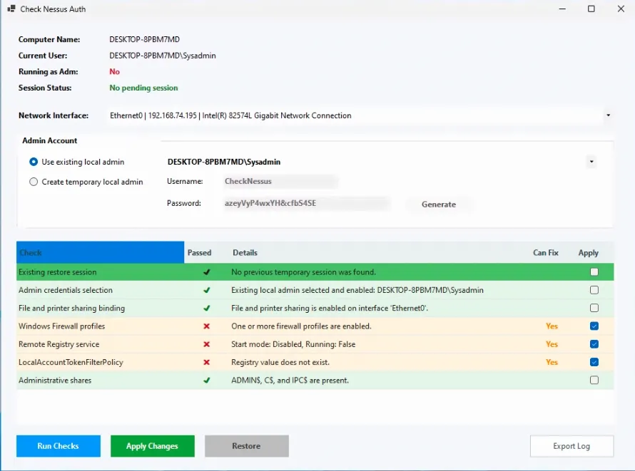 CheckNessusAuth .NET gui